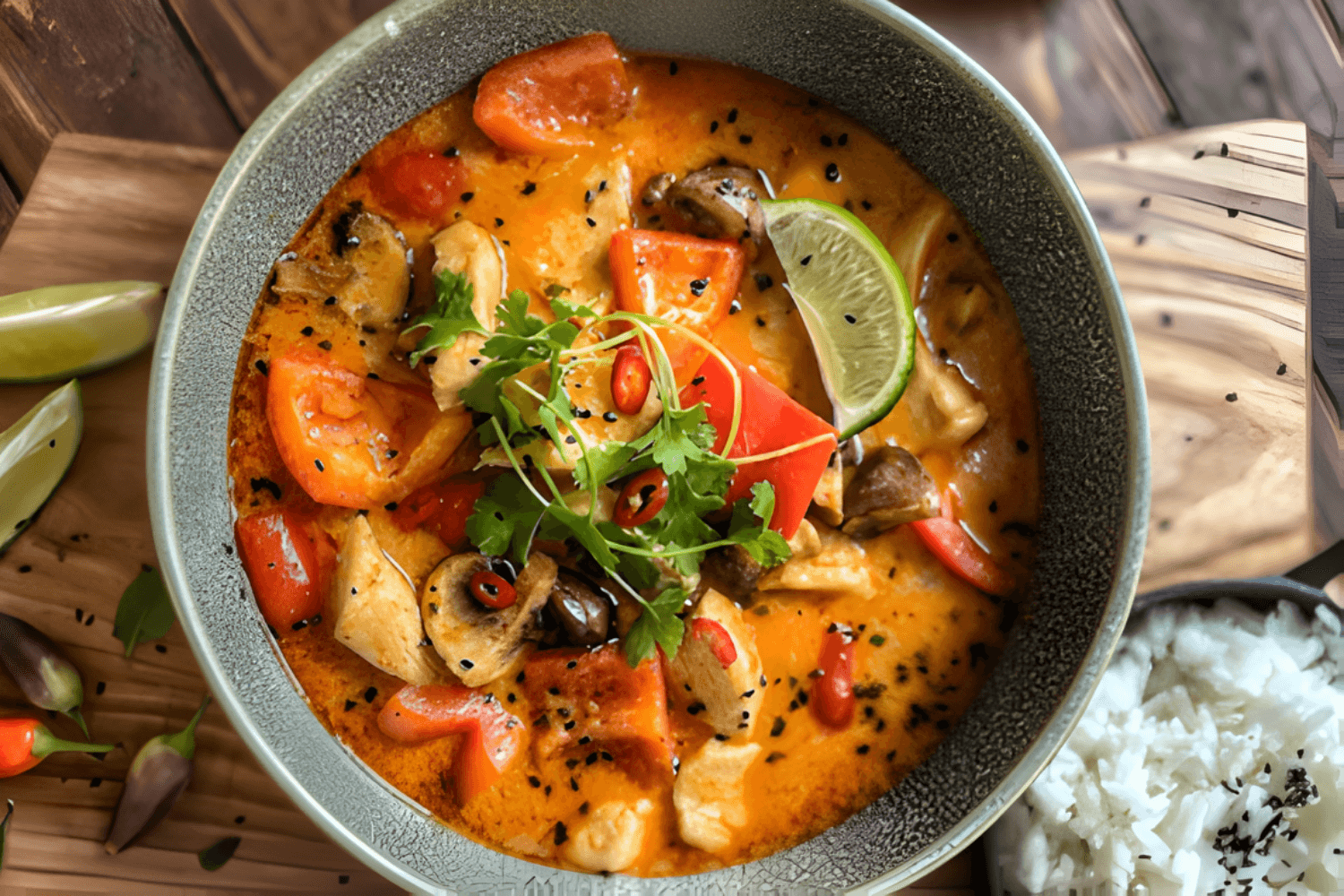 Thajské červené kari s kuřecím masem